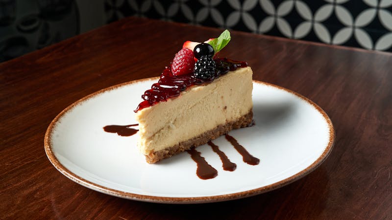 Raspberry Cheesecake with fresh berry topping
